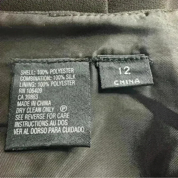 Studio Tahari Size 12 Silk Skirt Suit Brown w/Embellishments Snap Enclosure - Picture 15 of 16